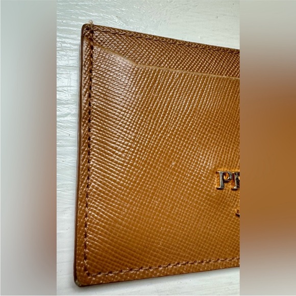 Prada Card Holder Brown Saffiano Leather 4" L x 23/4" H - Picture 4 of 14